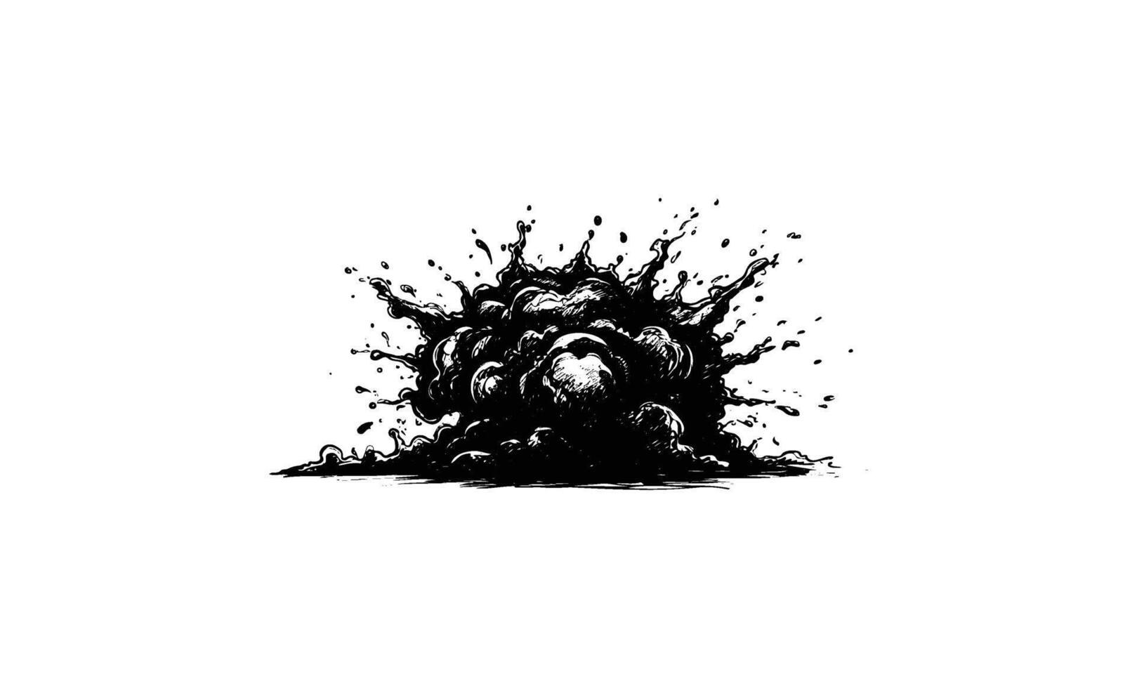 Explosive black ink splash in abstract dynamic burst vector