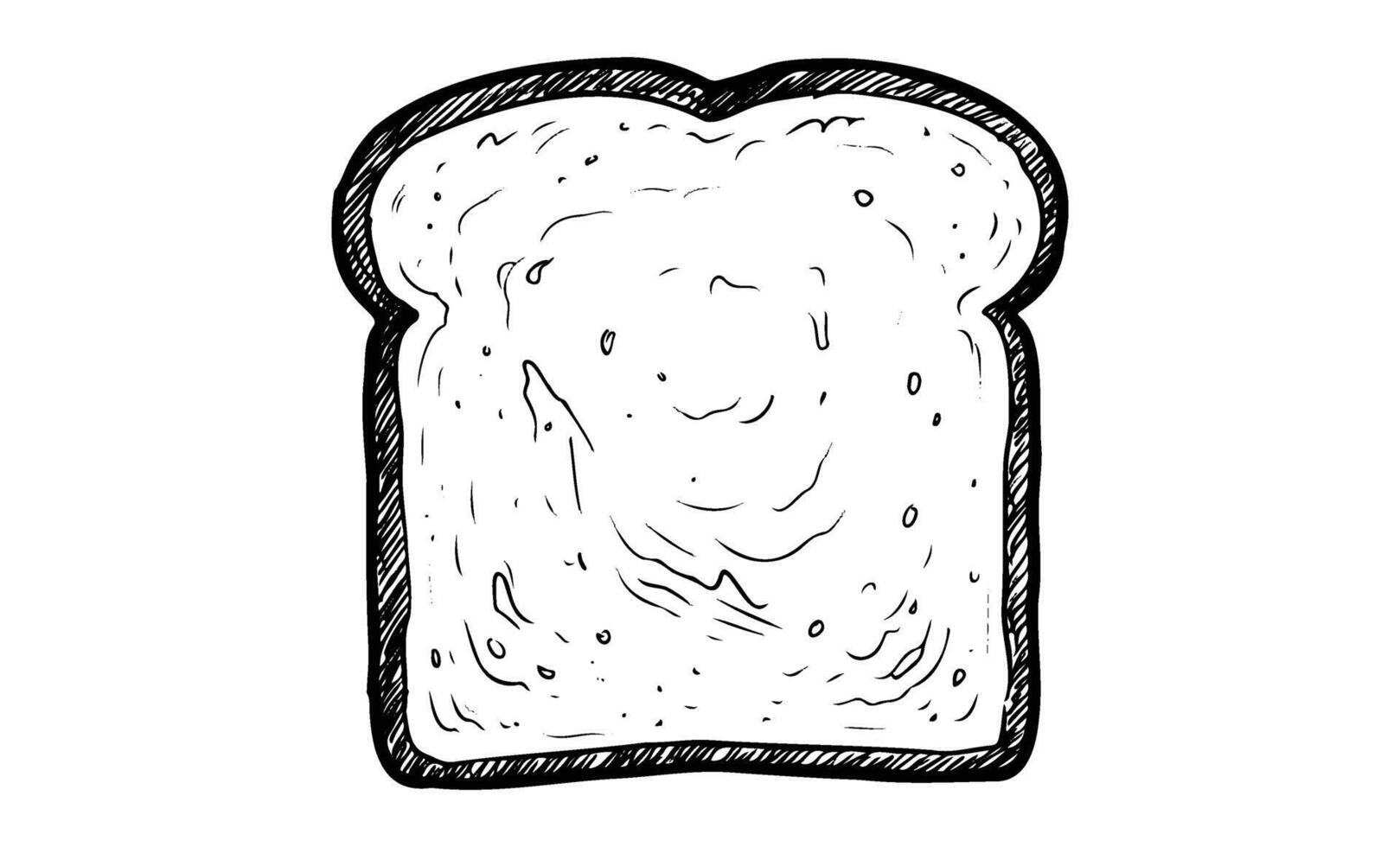 Hand-drawn slice of bread sketch with textured crust and soft center vector