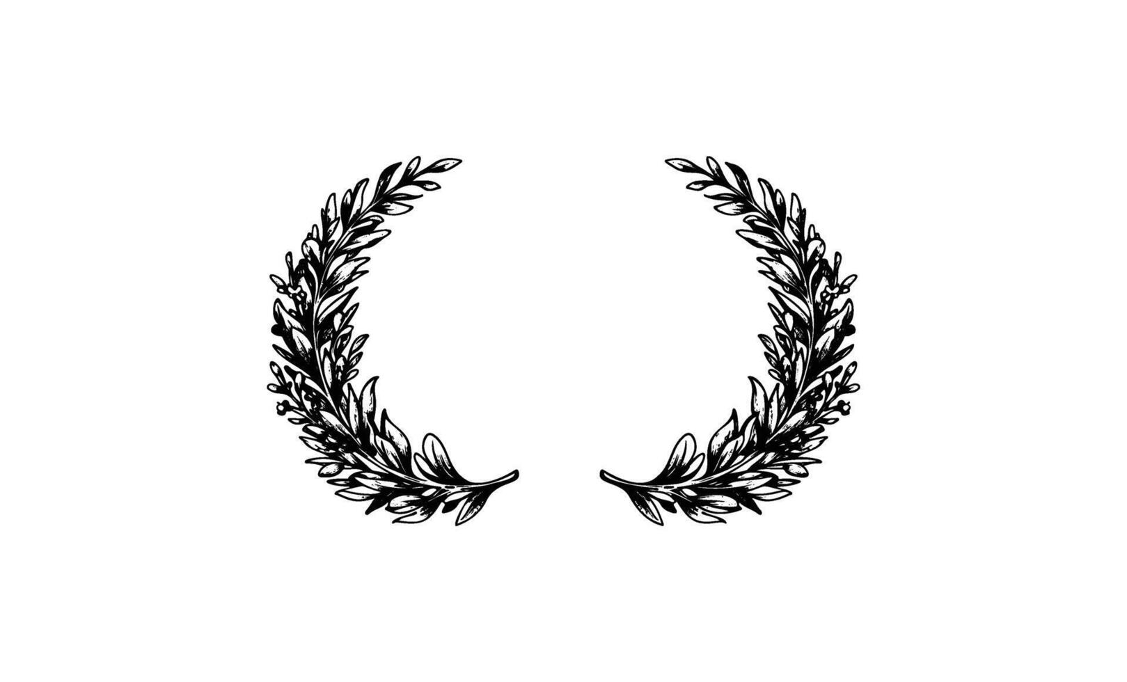 Elegant laurel wreath design with symmetrical leaf patterns vector