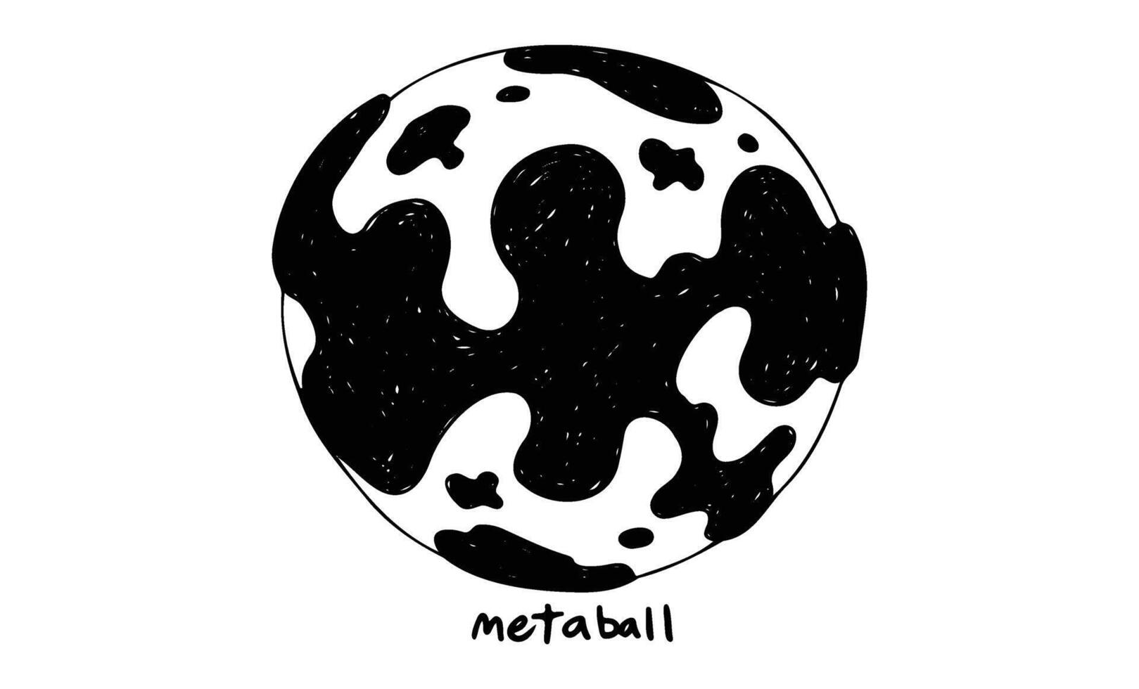 Black and white abstract blob design with metaball text vector