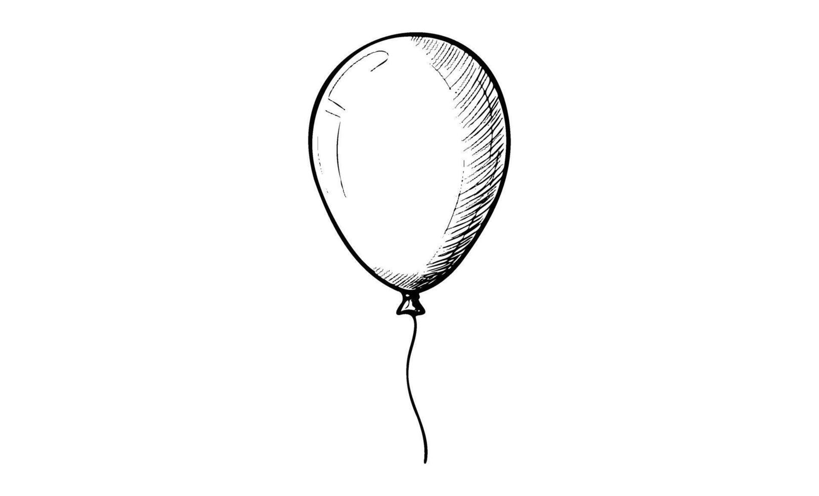 Sketch of a floating helium balloon on a string against vector