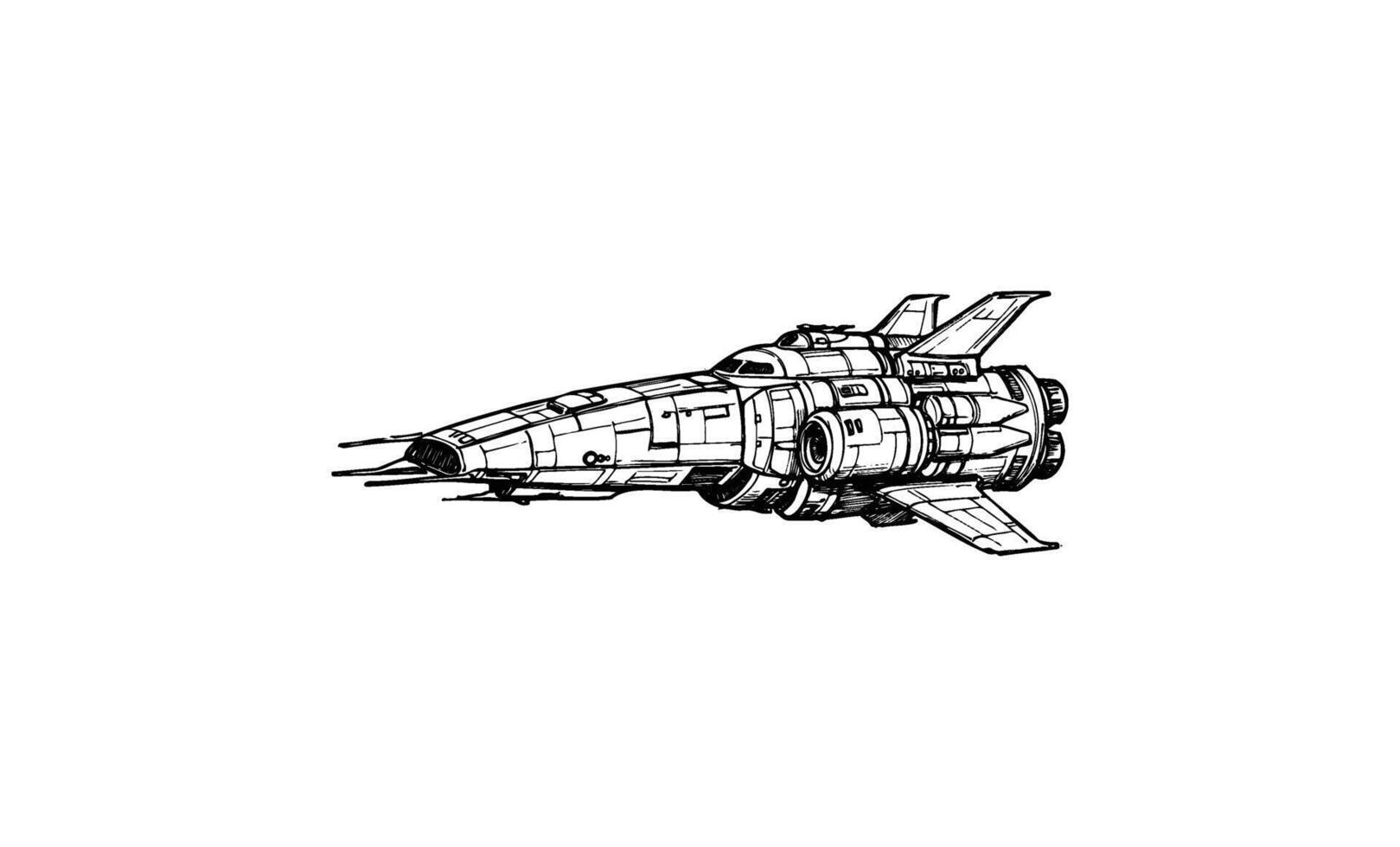 Futuristic spaceship illustration with intricate details and multiple engines vector