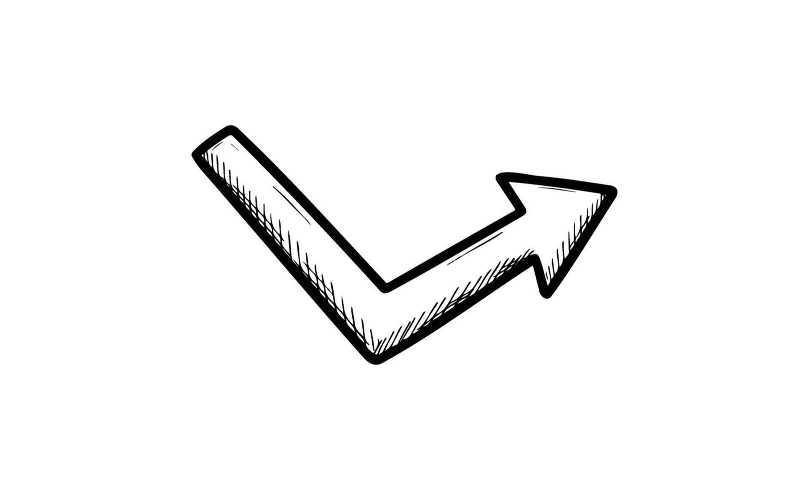 Hand-drawn check mark with arrow symbolizing growth and progress vector
