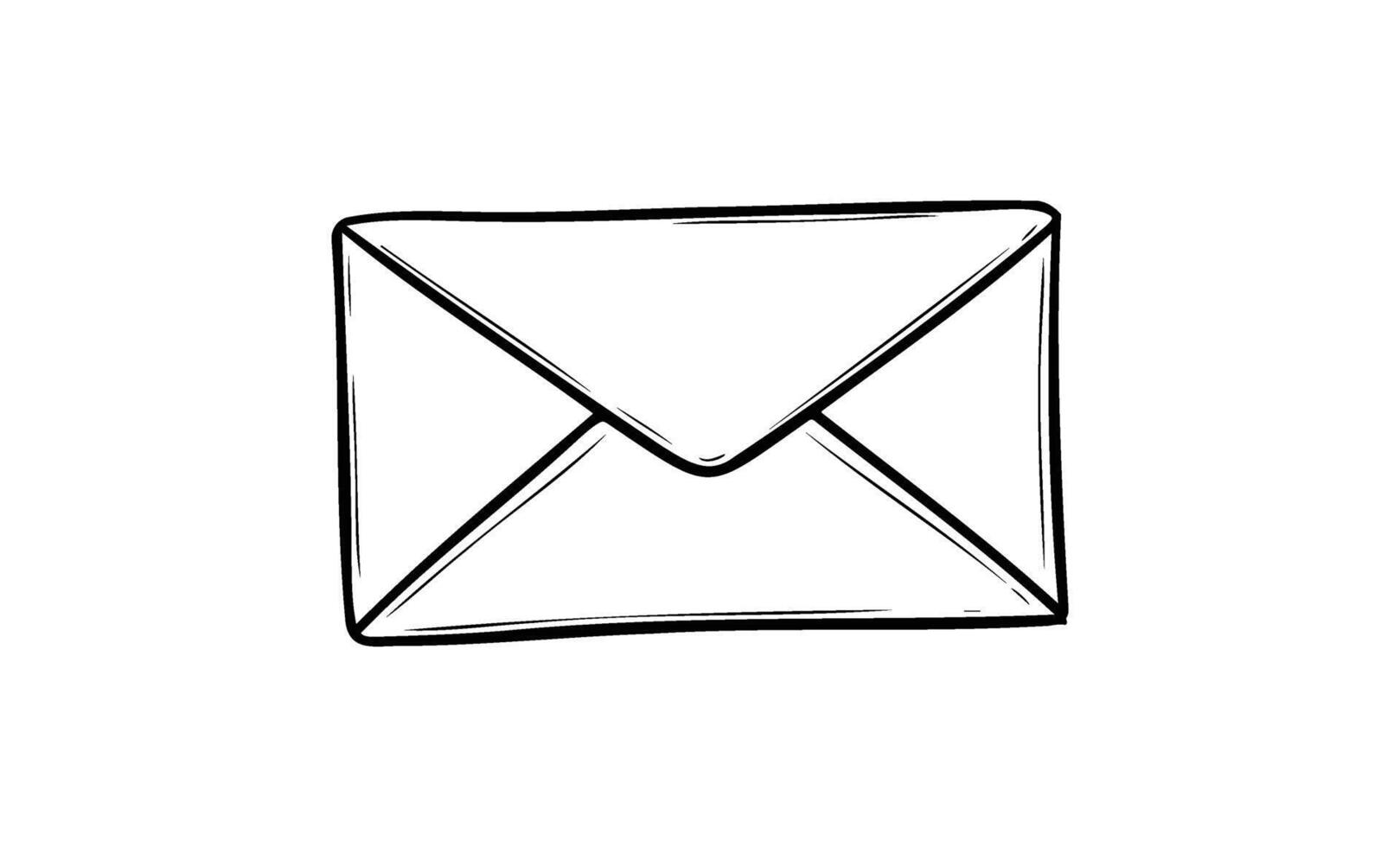Minimalist black and white sketch of a simple envelope vector