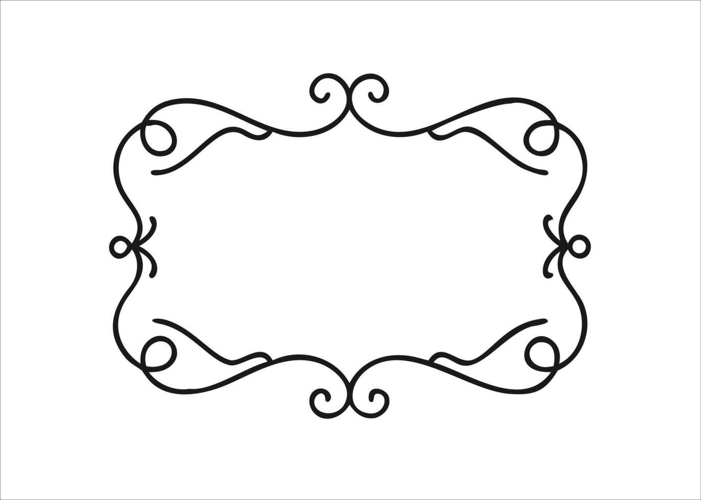 A black and white drawing of a frame with a scroll vector