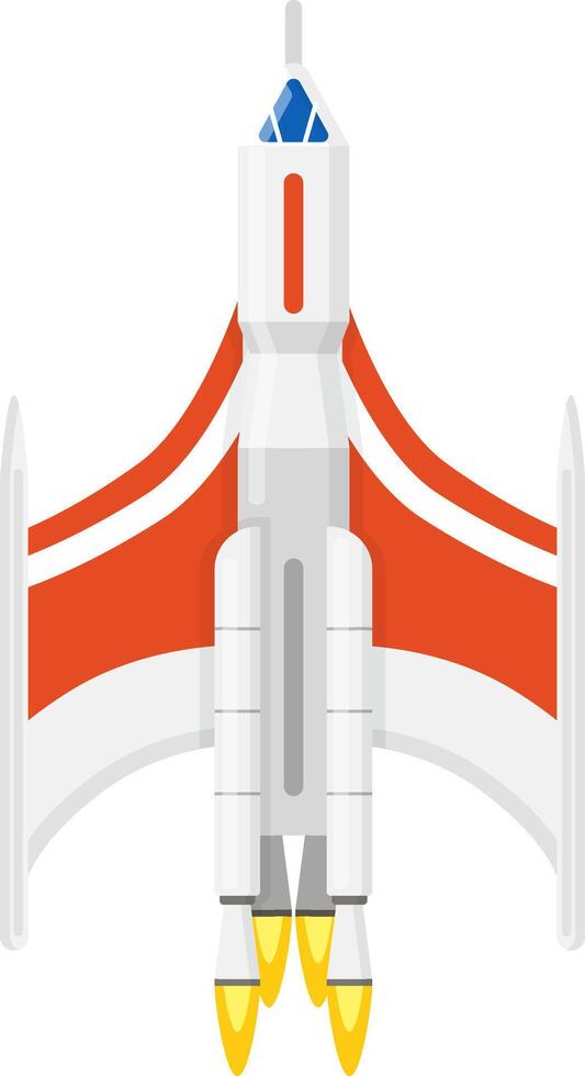 Rocket spaceship launching into space flat design illustration vector