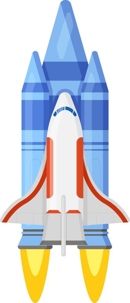 Space shuttle rocket launching into outer space vector