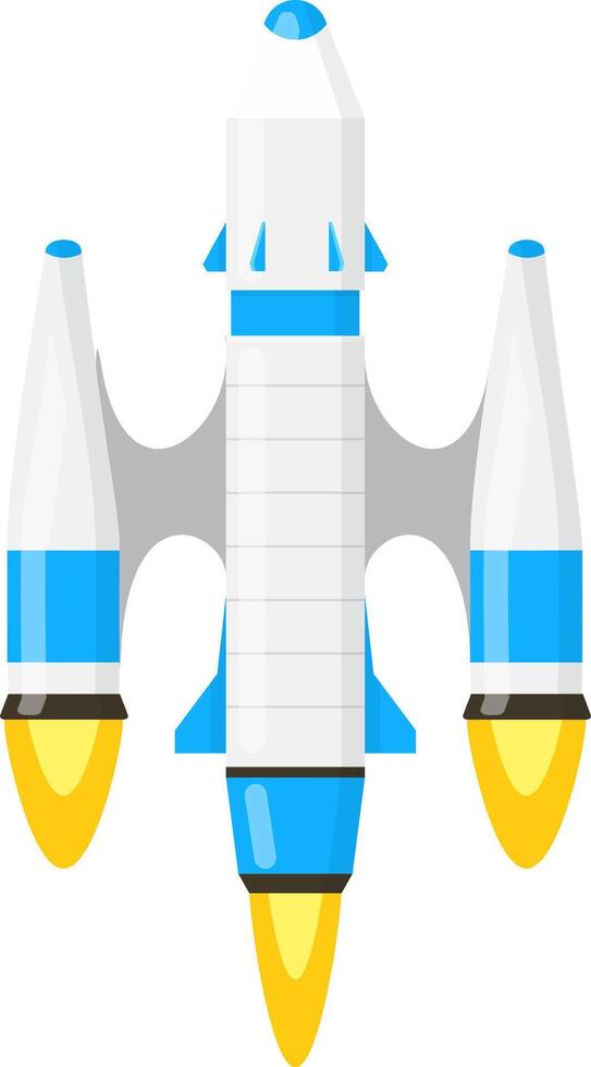 Rocket spaceship launching into space flat icon. vector