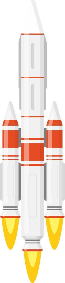 Rocket spaceship launching into space flat vector