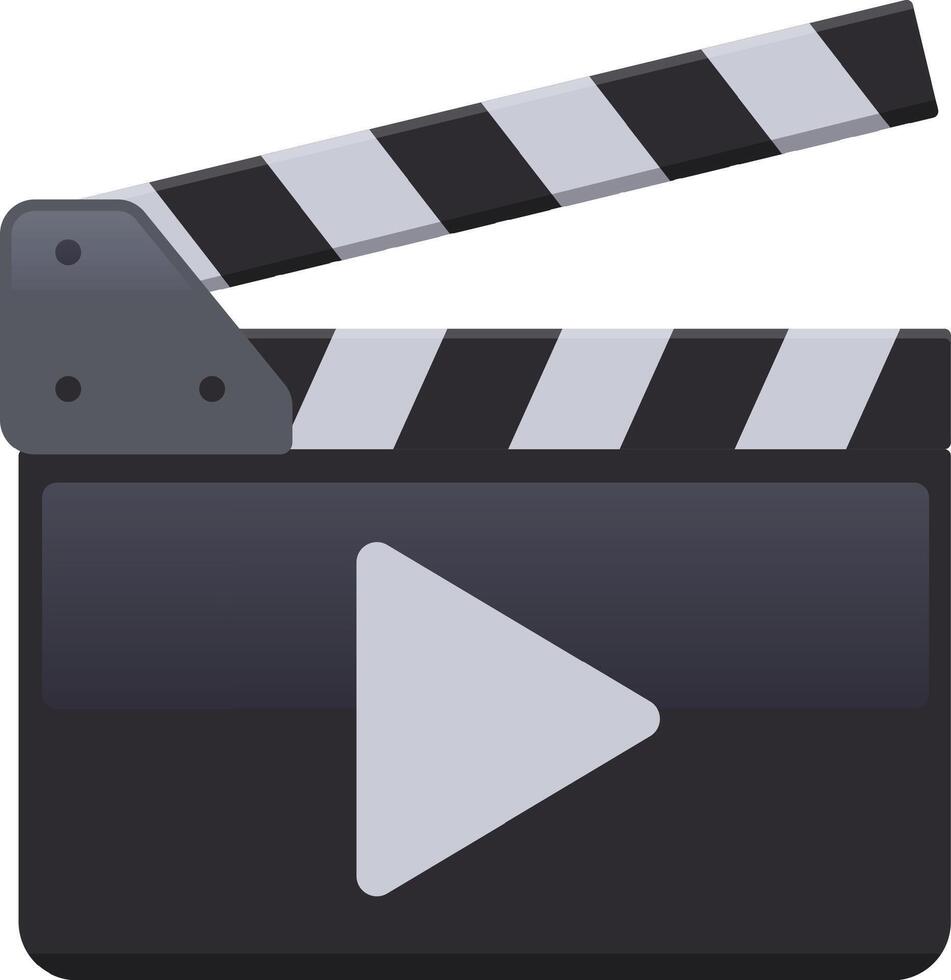 Clapperboard with play button representing production concepts vector