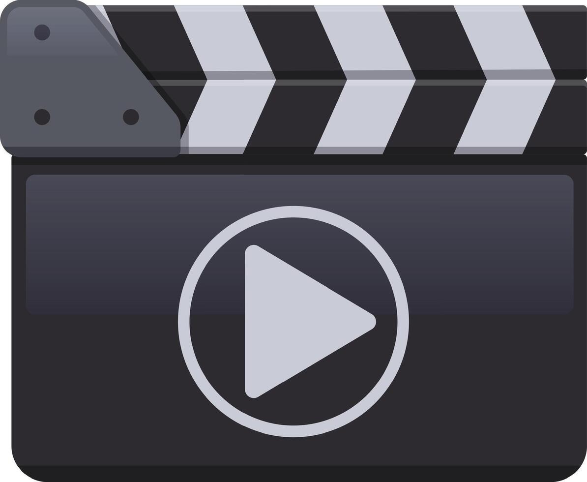 Clapperboard and play button icon for production vector