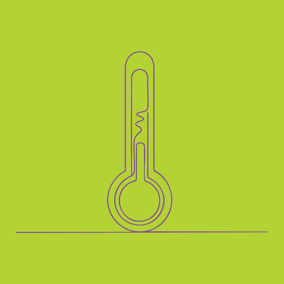 Minimalist line drawing of a thermometer on a vibrant green emphasizing temperature measurement vector