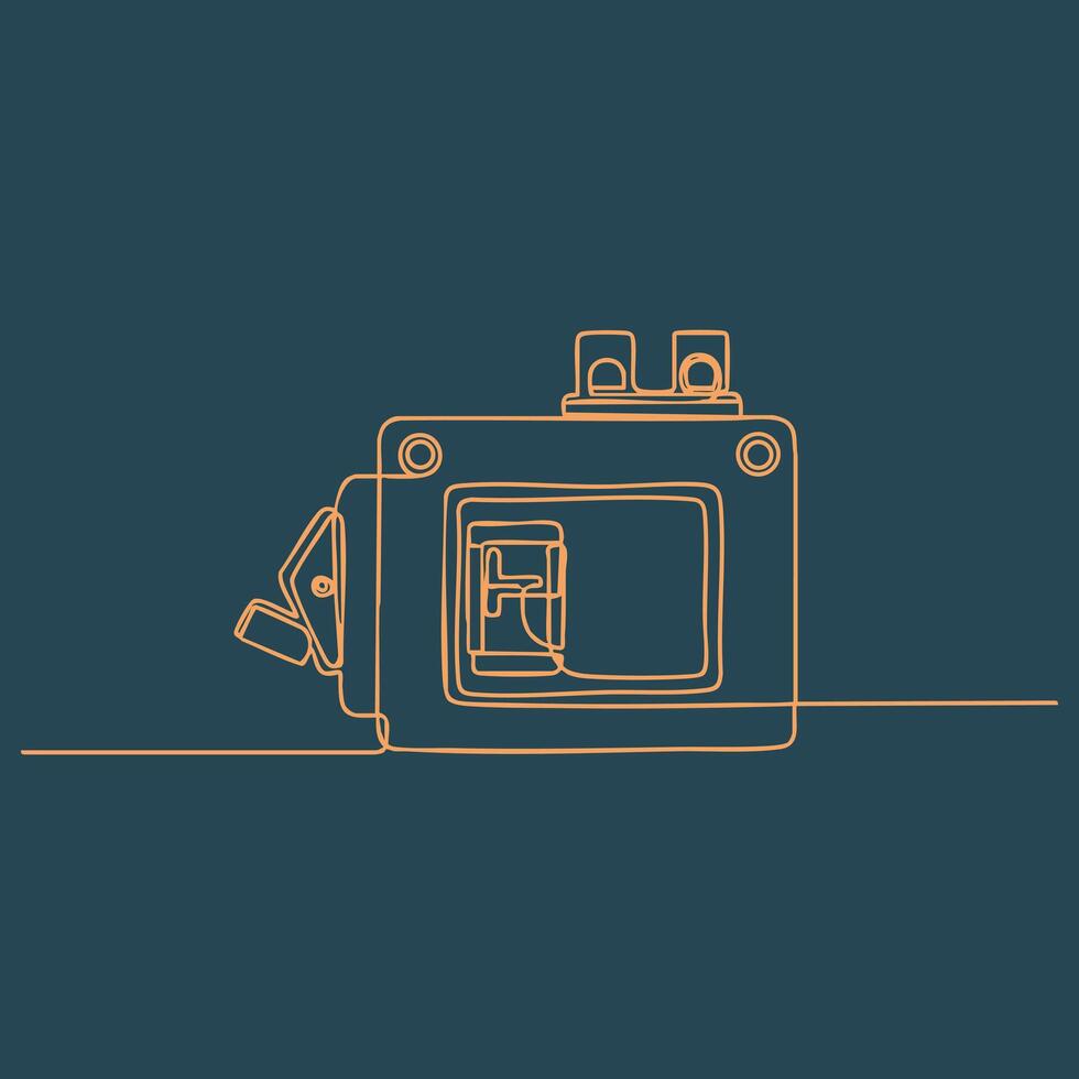 Minimalist Line Drawing of a Vintage Camera with a Dark and Simple Design vector