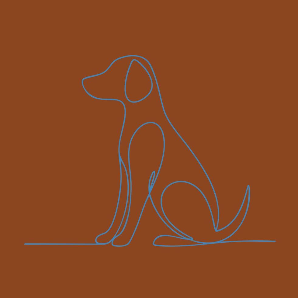 Minimalist line drawing of a sitting dog with a brown emphasizing simplicity and elegance vector
