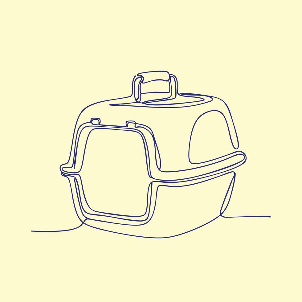 Minimalist Line Drawing of a Pet Carrier with a Rounded Top and Front Door on a Light vector