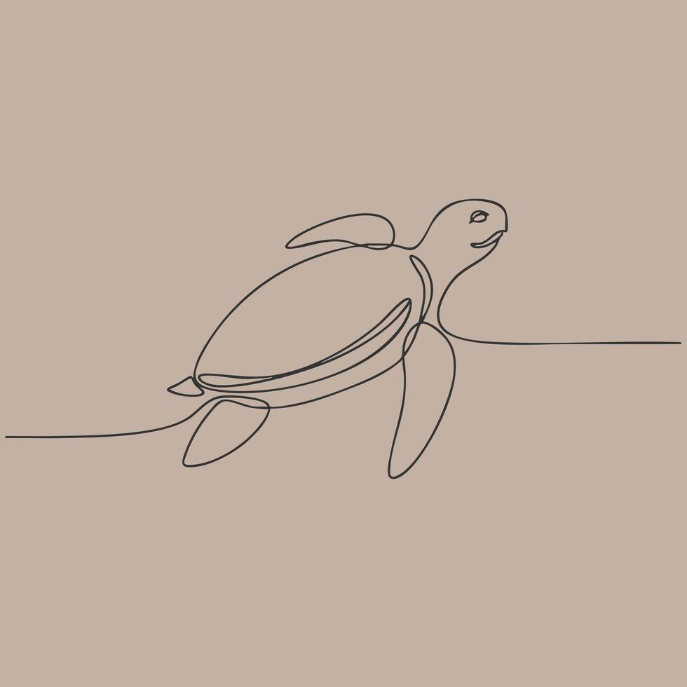 Minimalist Line Drawing of a Sea Turtle on a Neutral Emphasizing Simplicity and Elegance vector