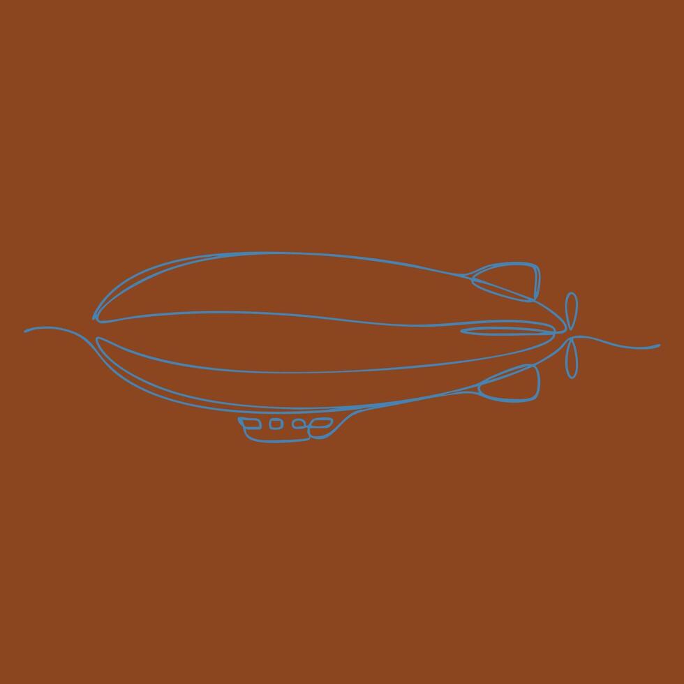 Minimalist Line Drawing of a Classic Airship with Streamlined Design and Propellers on a Solid vector