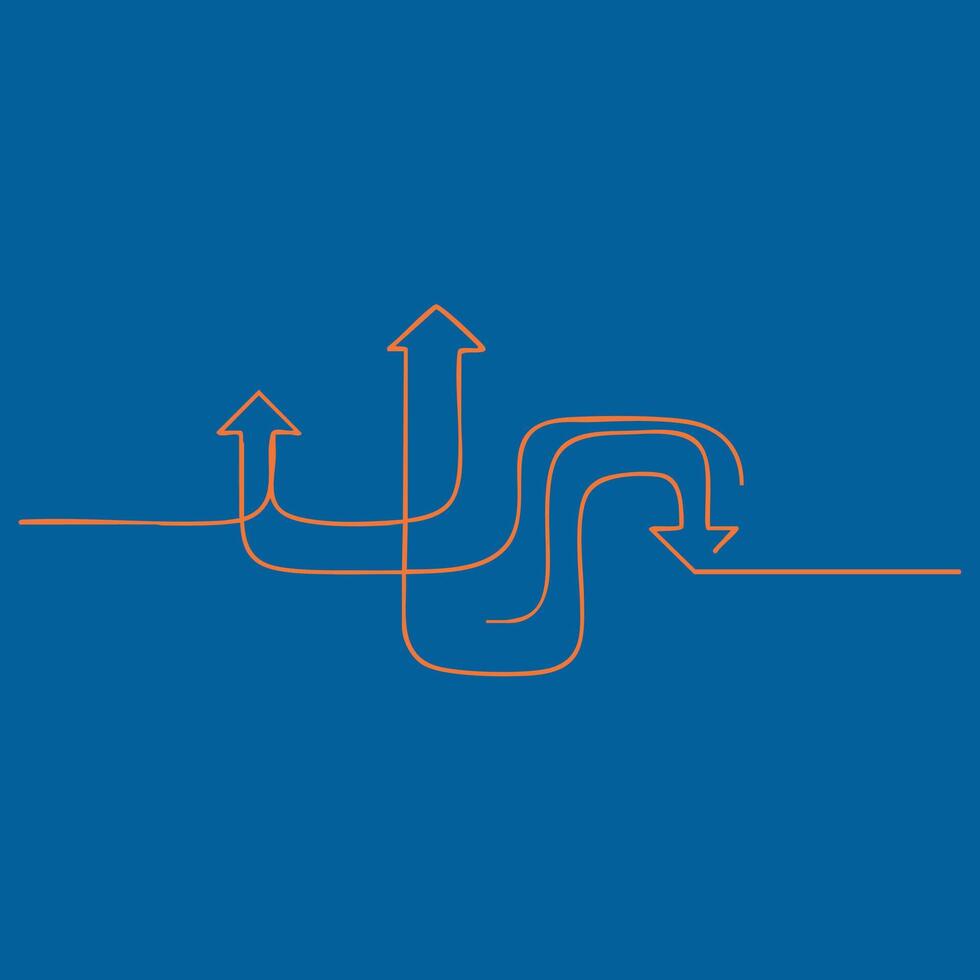 Complex Network of Curved and Arrows Flowing Over a Solid Blue vector