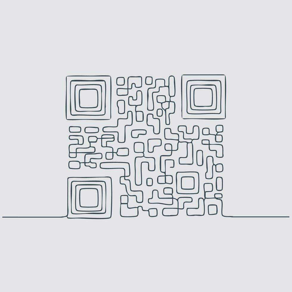 Abstract QR code design composed of interconnected lines forming a complex geometric pattern on a light vector