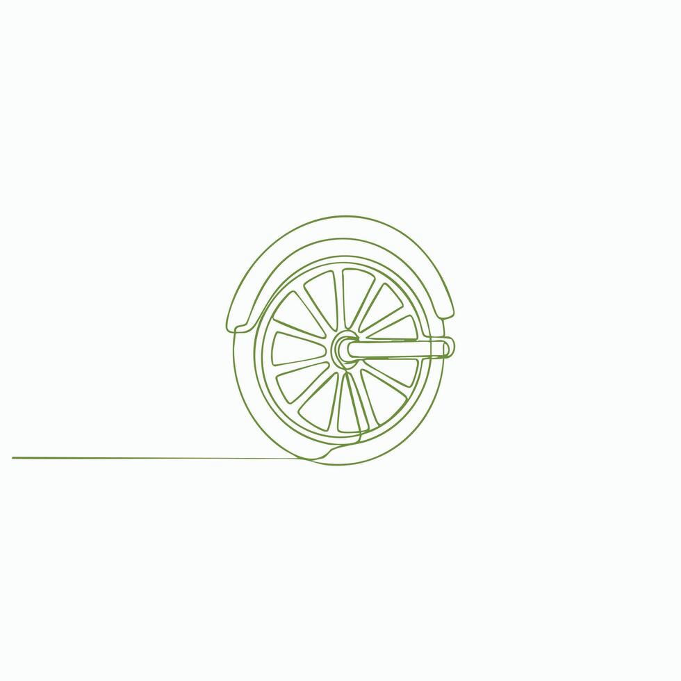 Minimalist line drawing of a wheel with spokes and a partial fender, emphasizing simplicity and clean design elements vector