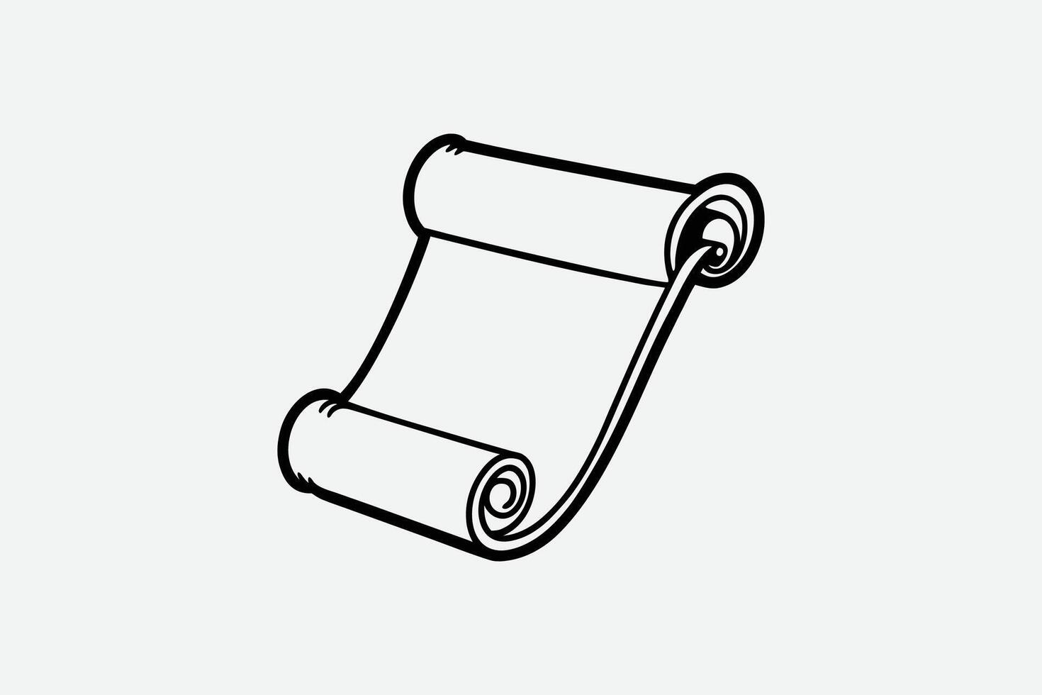 Simple sketch of a rolled paper scroll minimalist line art silhouette vector