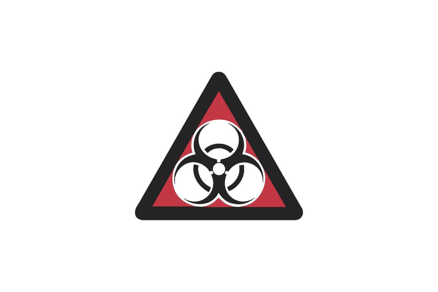 Red triangular warning sign featuring biohazard symbol a striking silhouette vector