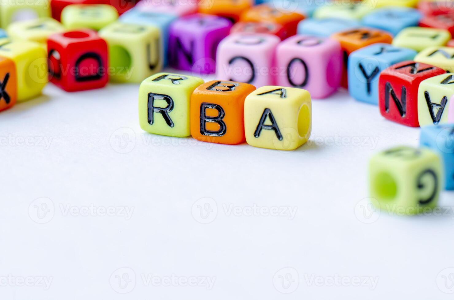 RBA text on multicolored cube representing Rights Based Approach. Conservation concept. photo