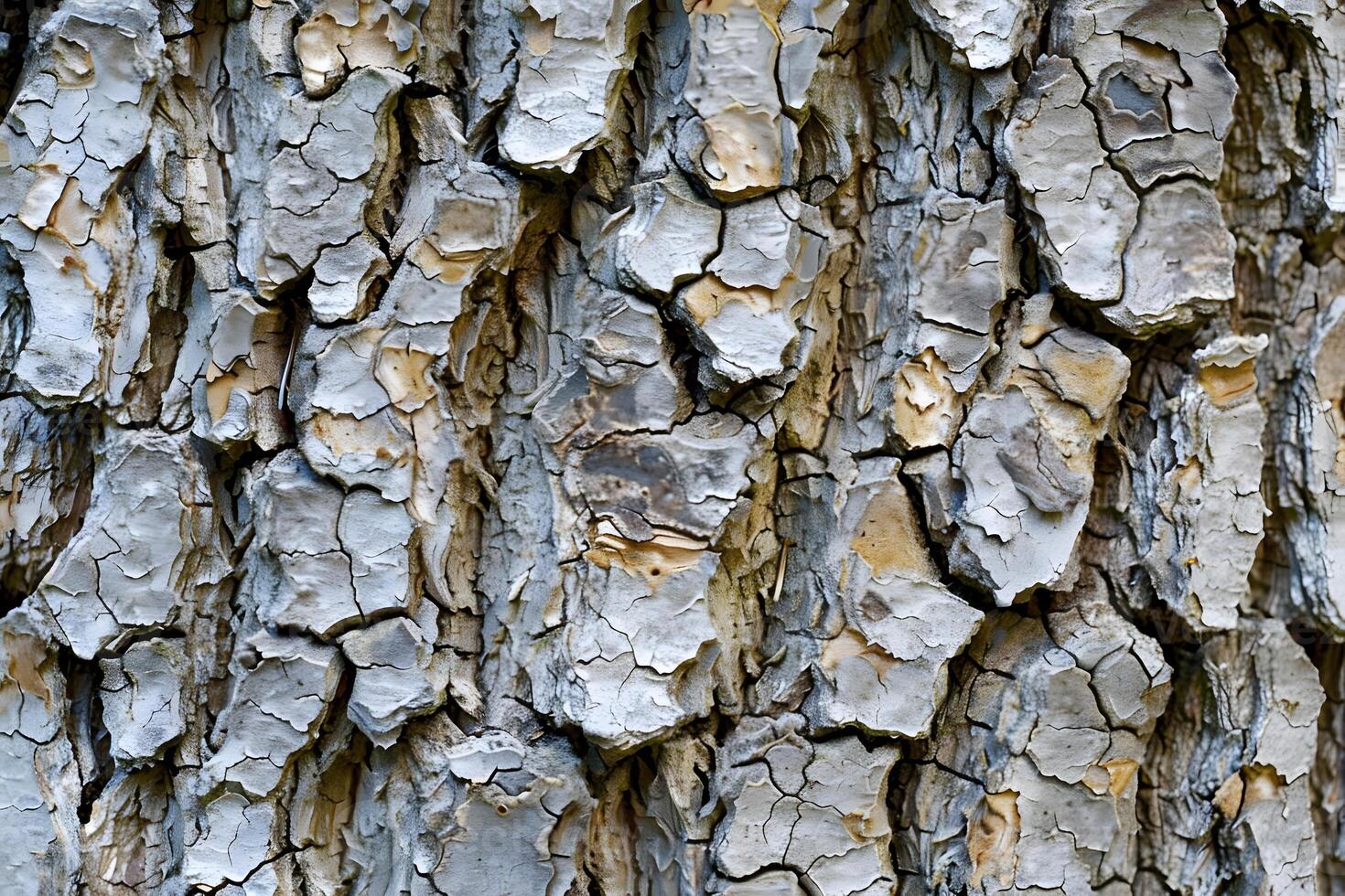 Exploring the Intricate Textured Patterns of Tree Bark A CloseUp Look at the Delicate Cracks and Flakes of a Trees Protective Outer Layer, Revealing Natures Artistic Masterpiece in Stunning Detail. De photo