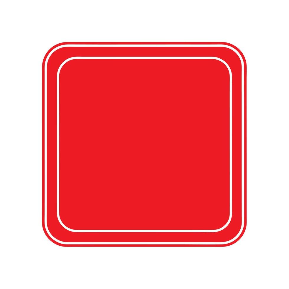 Blank red square sign with rounded corners and white border on a white background vector