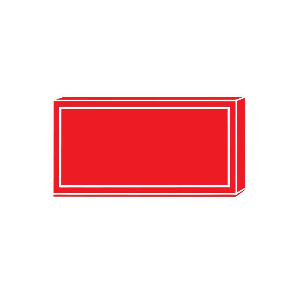 Red Rectangular Sign with White Border and 3D Effect on White Background rectangle vector