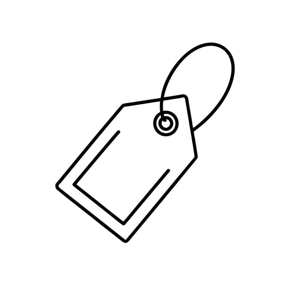 Outline of a Blank Rectangular Price Tag with a Loop label empty vector