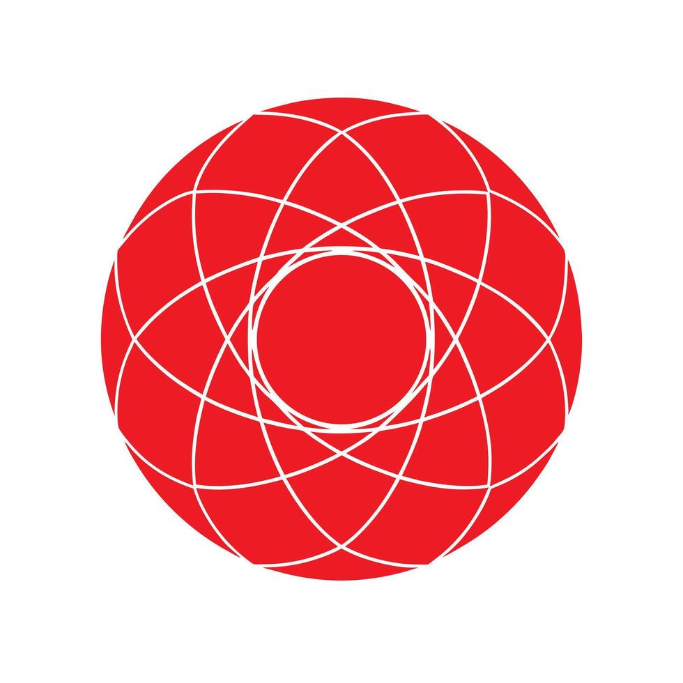 Abstract Red Sphere With White Intersecting Geometric Lines On White Background circle vector