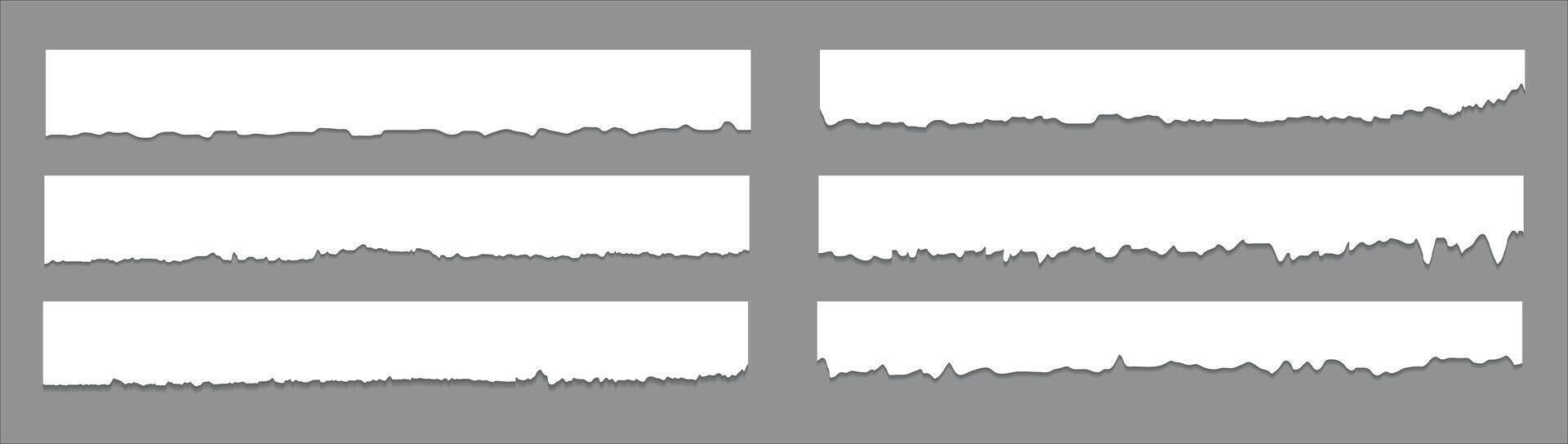 Set of torn paper strips for design, torn edge for messages and torn notes vector