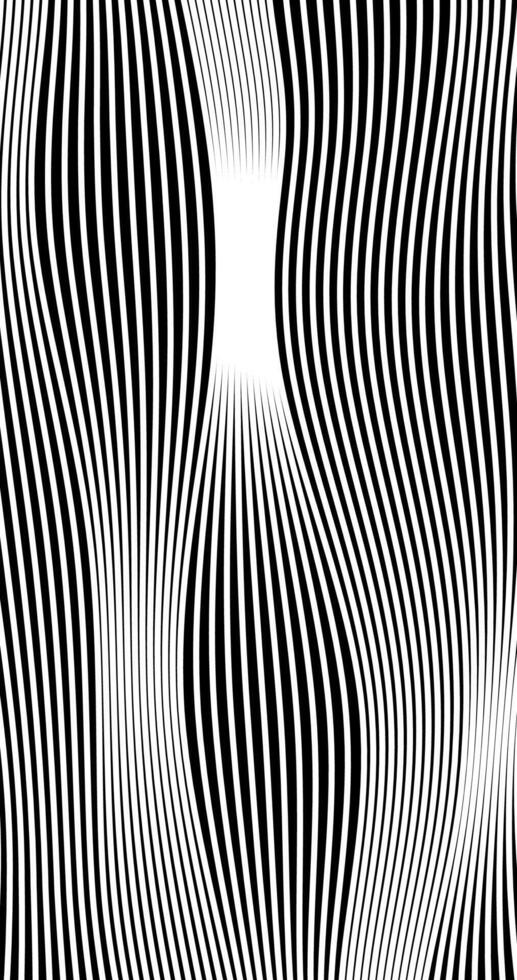 Abstract wave billowy and undulating lines squiggle with distortion effect Curve stripes on Black Background vector