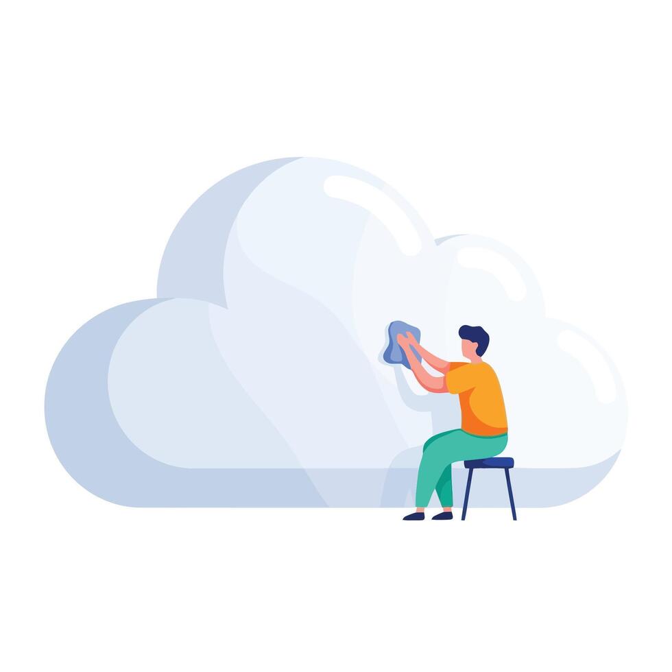 Cloud Cleaning Data Security, Maintenance, and Optimization, wiping vector
