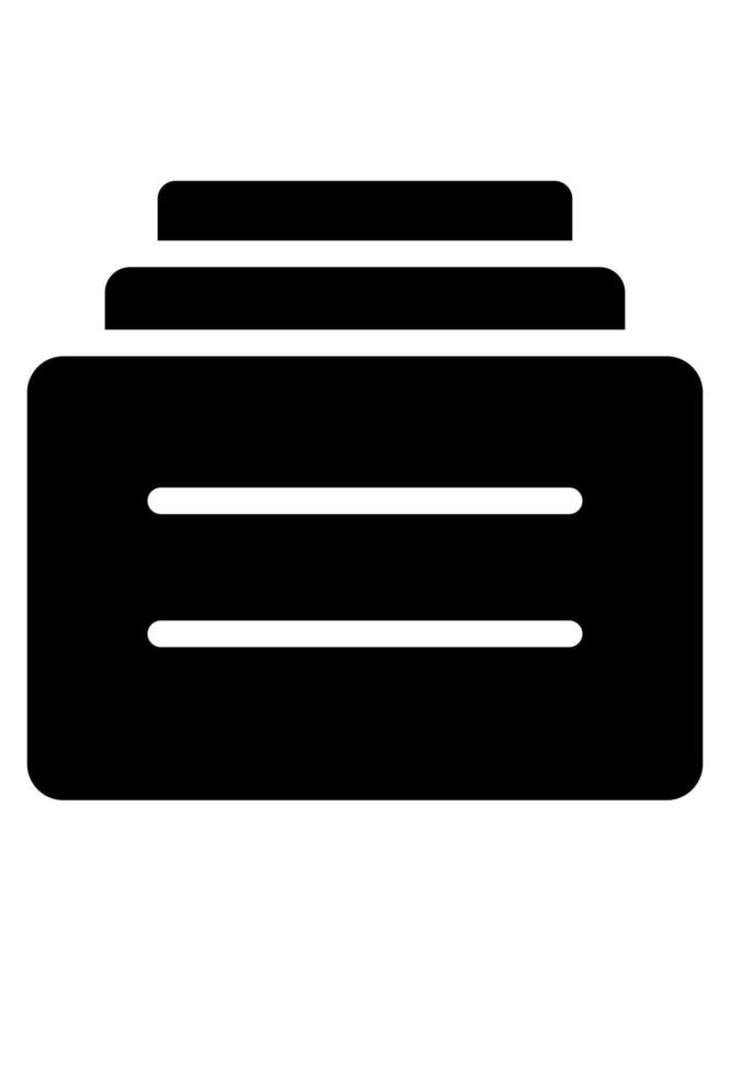Solid dark icon of three stacked archive boxes. Filled symbol for file organization and storage. Minimalist document management and layered data. vector