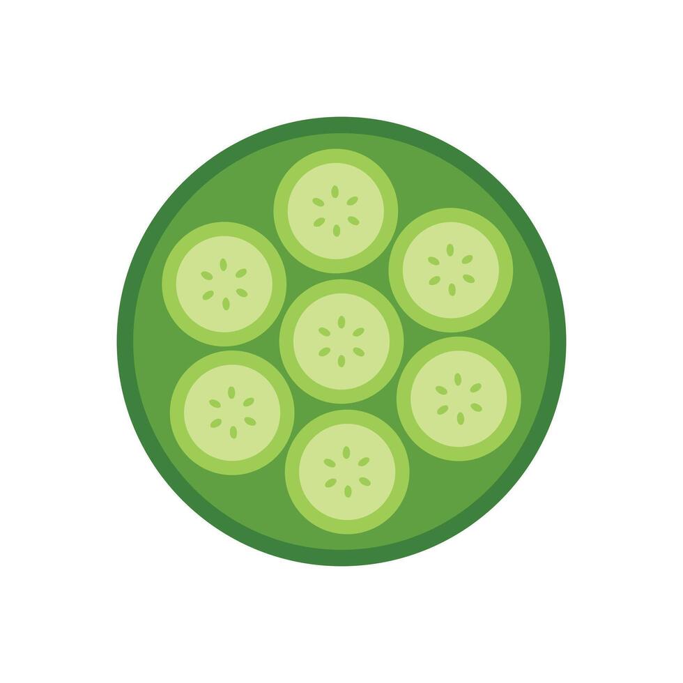 Top view of sliced cucumber vector