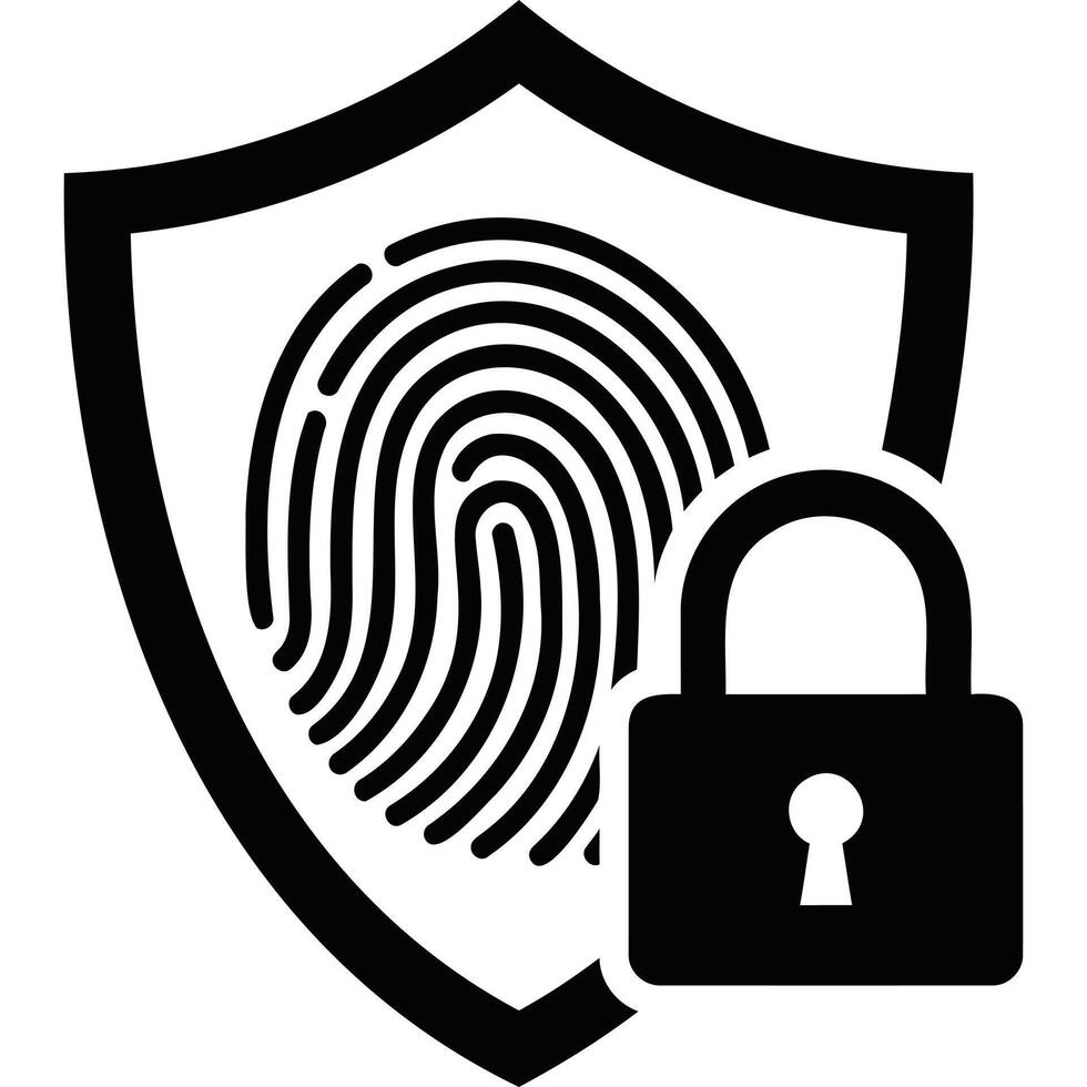 Fingerprint Security Shield Icon padlock lock protection privacy data vector