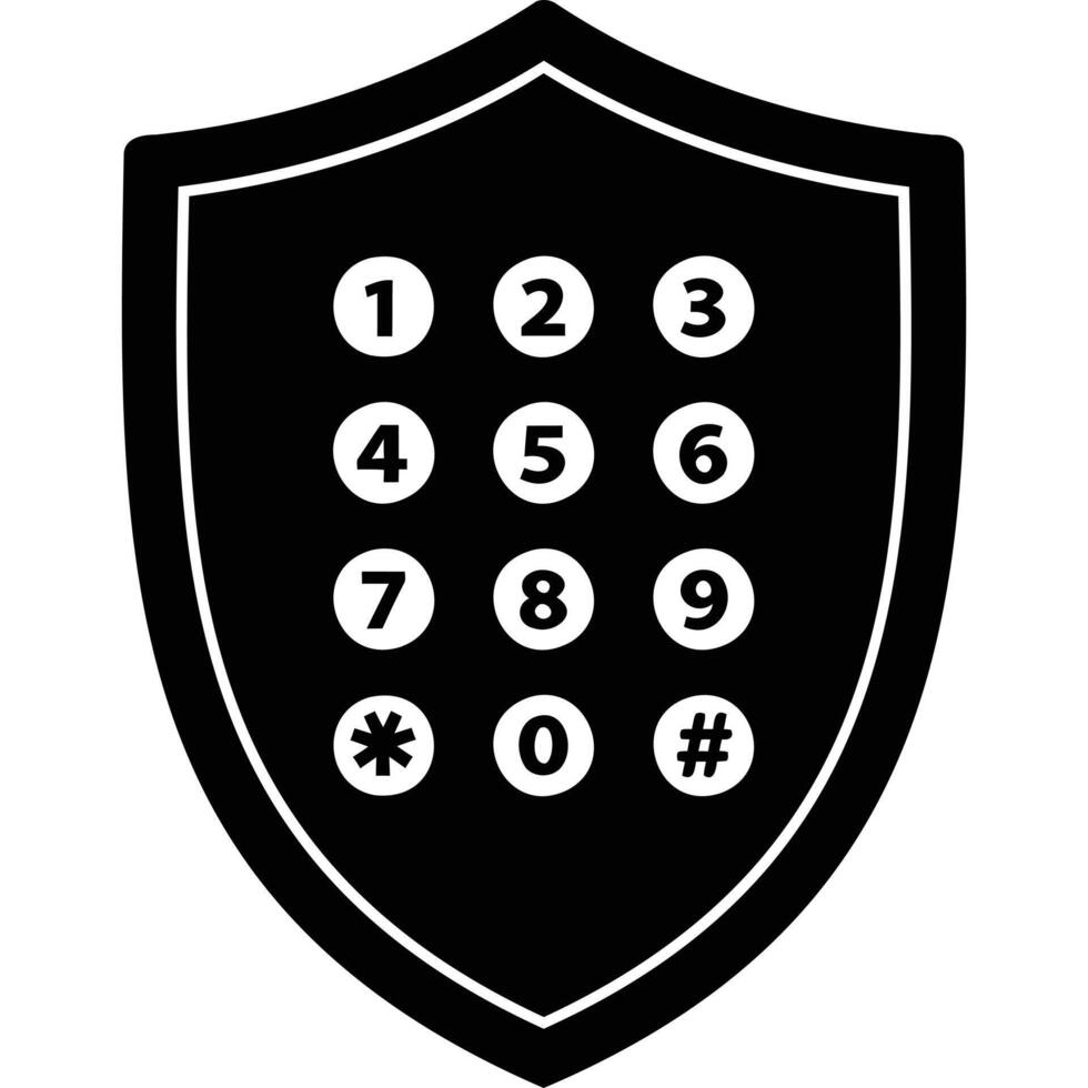 Shield with Number Pad Icon keypad numbers security protection safety vector