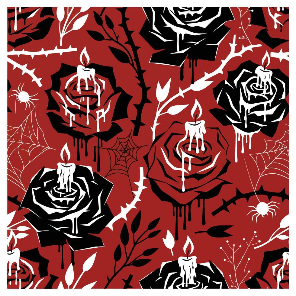 A mysterious and creepy pattern with mystical roses, this seamless halloween design is a spooky background for a festive invitation vector