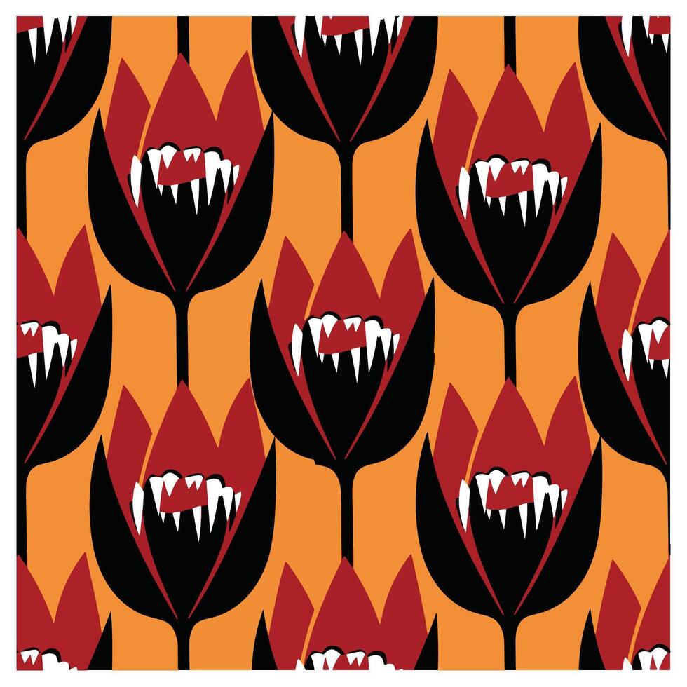 A mysterious halloween pattern with creepy flowers. This spooky background is a seamless festive design that evokes fear and imagination vector