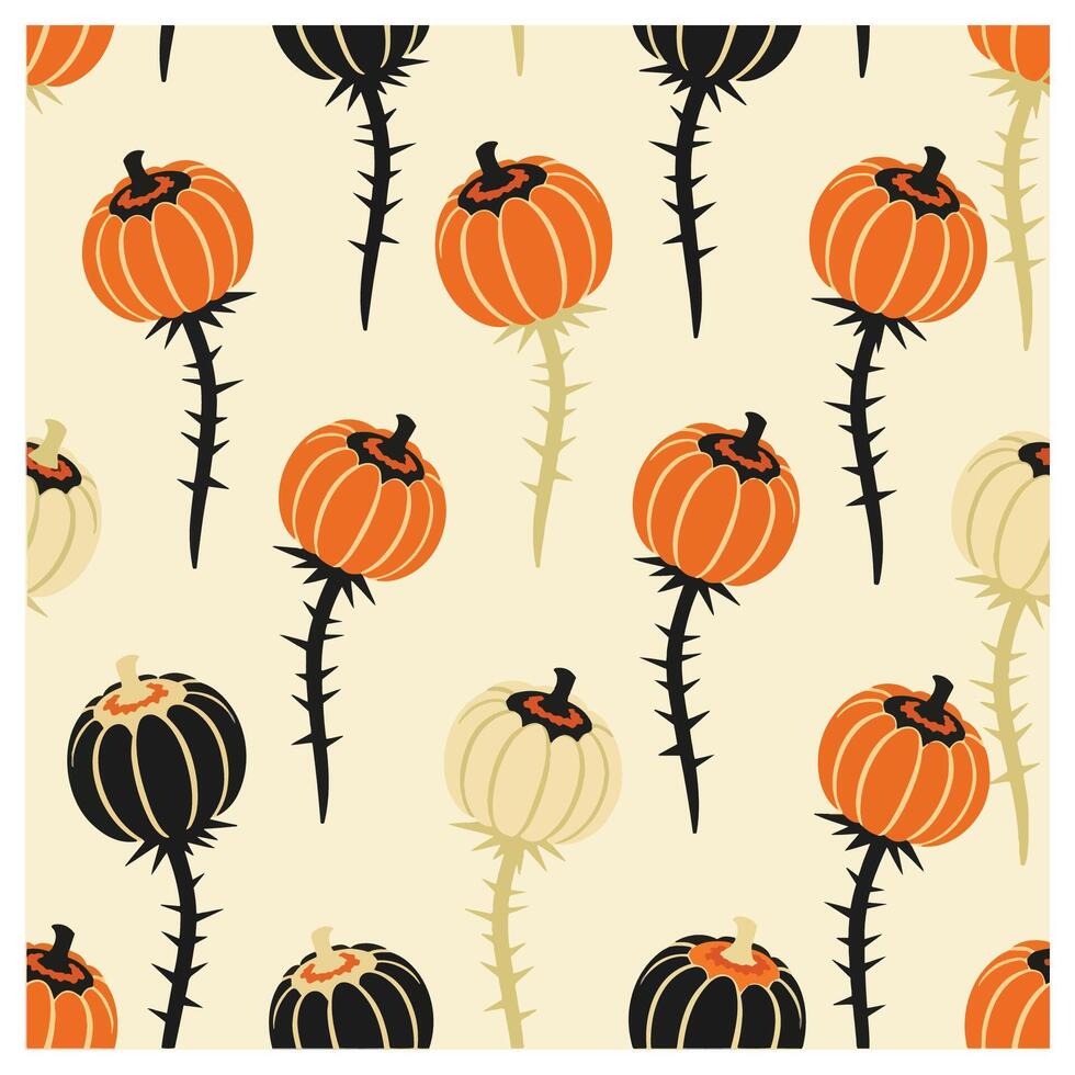 Creepy pumpkin pattern with a seamless halloween design, this festive background with mysterious colours has a spooky vibe for any invitation vector