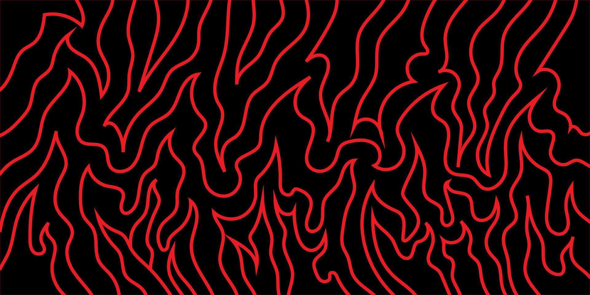 Abstract Red Neon Lines on Black Background, Fiery Curves for Modern Art and Design Projects vector