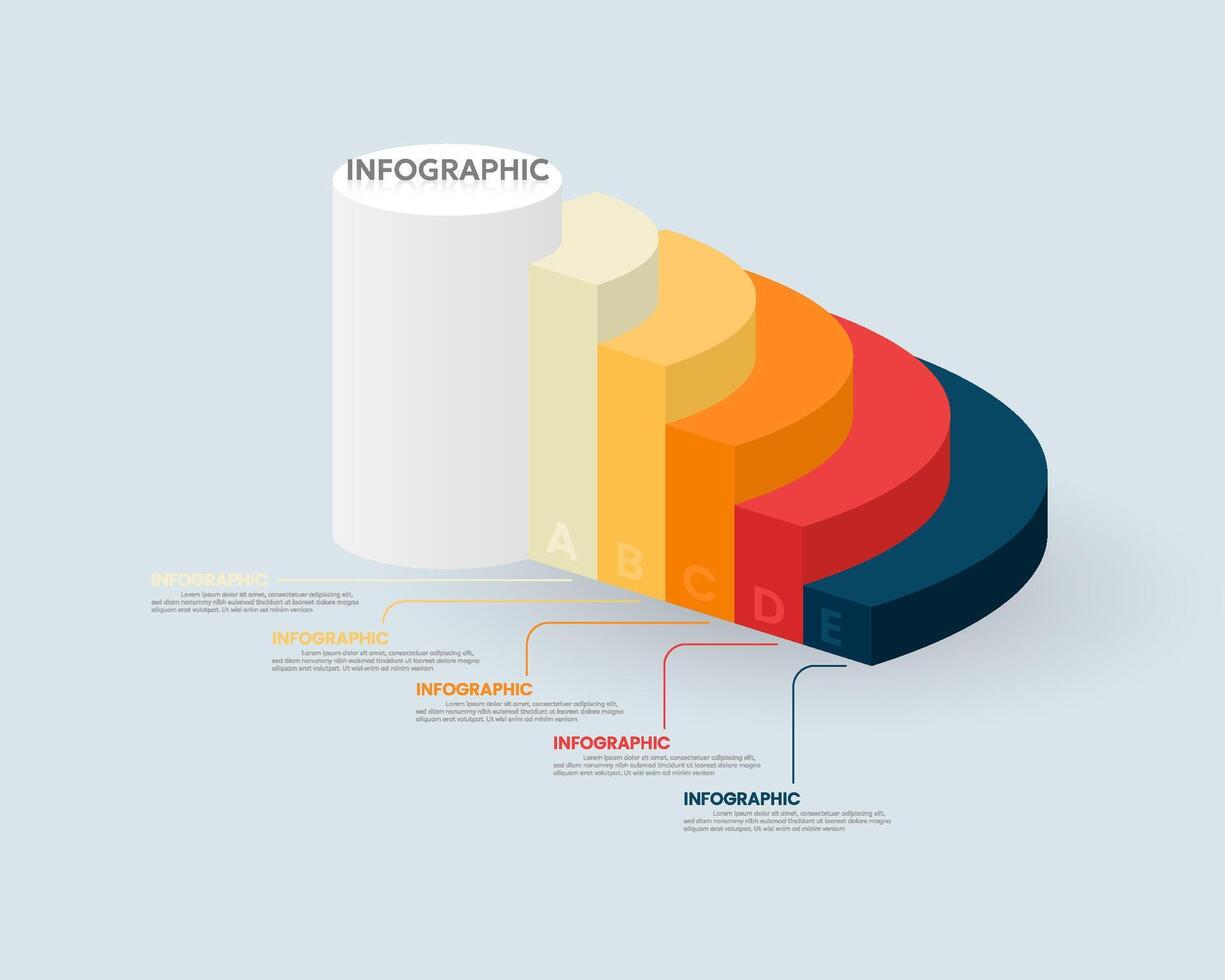 Colorful 3D infographic illustrating data vector