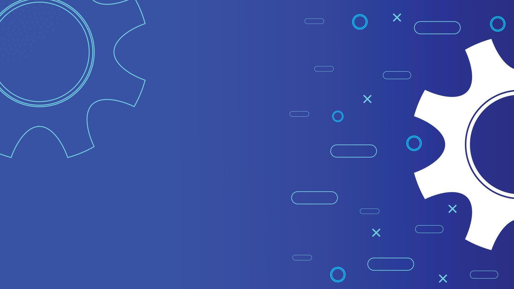 Abstract blue background with white gear shapes and digital elements, perfect for technology, engineering, process automation, industrial systems, teamwork and business innovation concepts vector