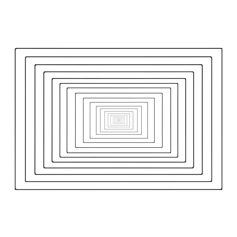 art of concentric rectangles creating a tunnel effect, silhouette art design vector