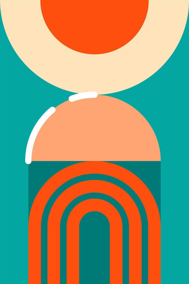 Bold Abstract Arch Design with Modern Color Blocking vector