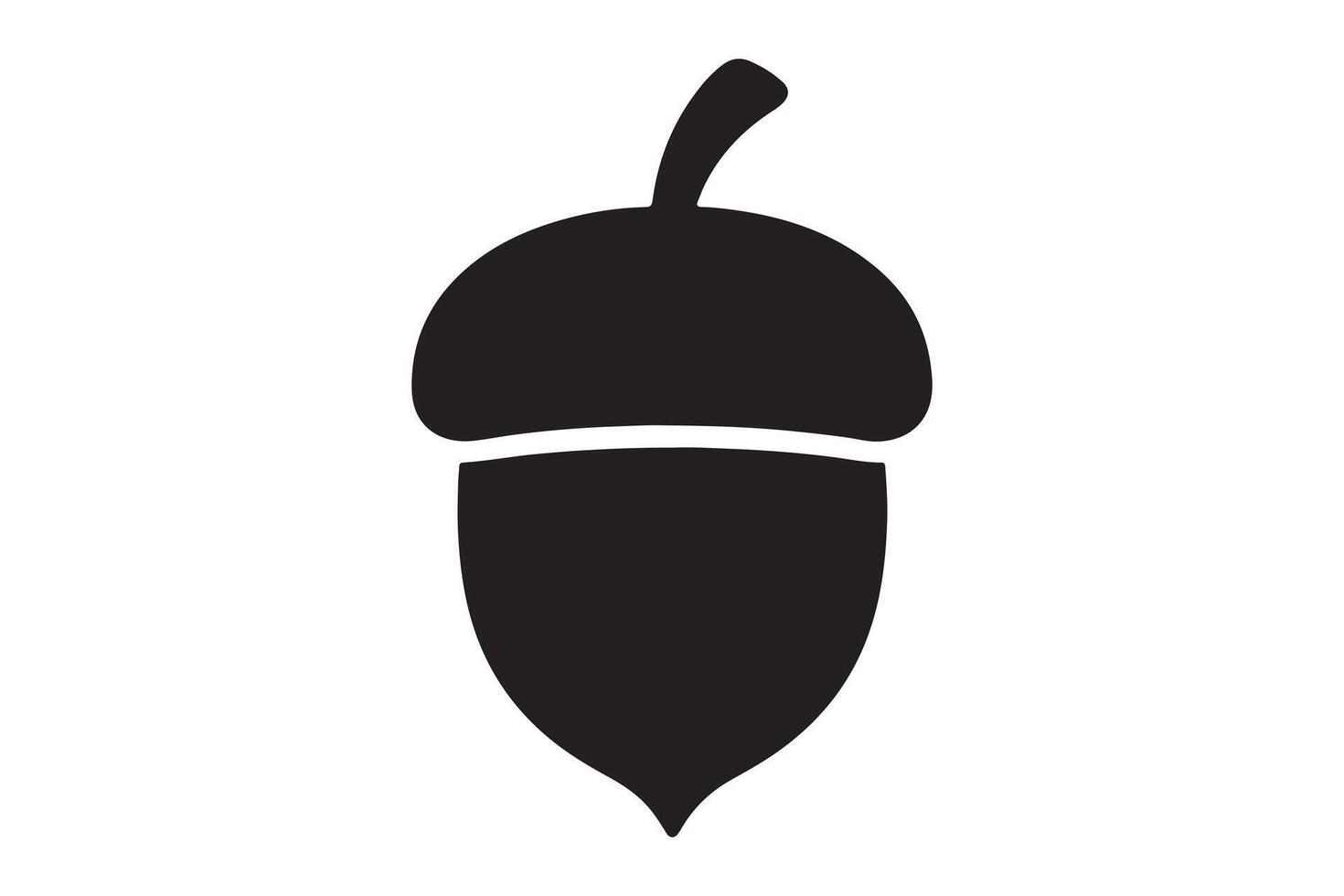 Simple black silhouette of an acorn with a distinct cap and shape vector