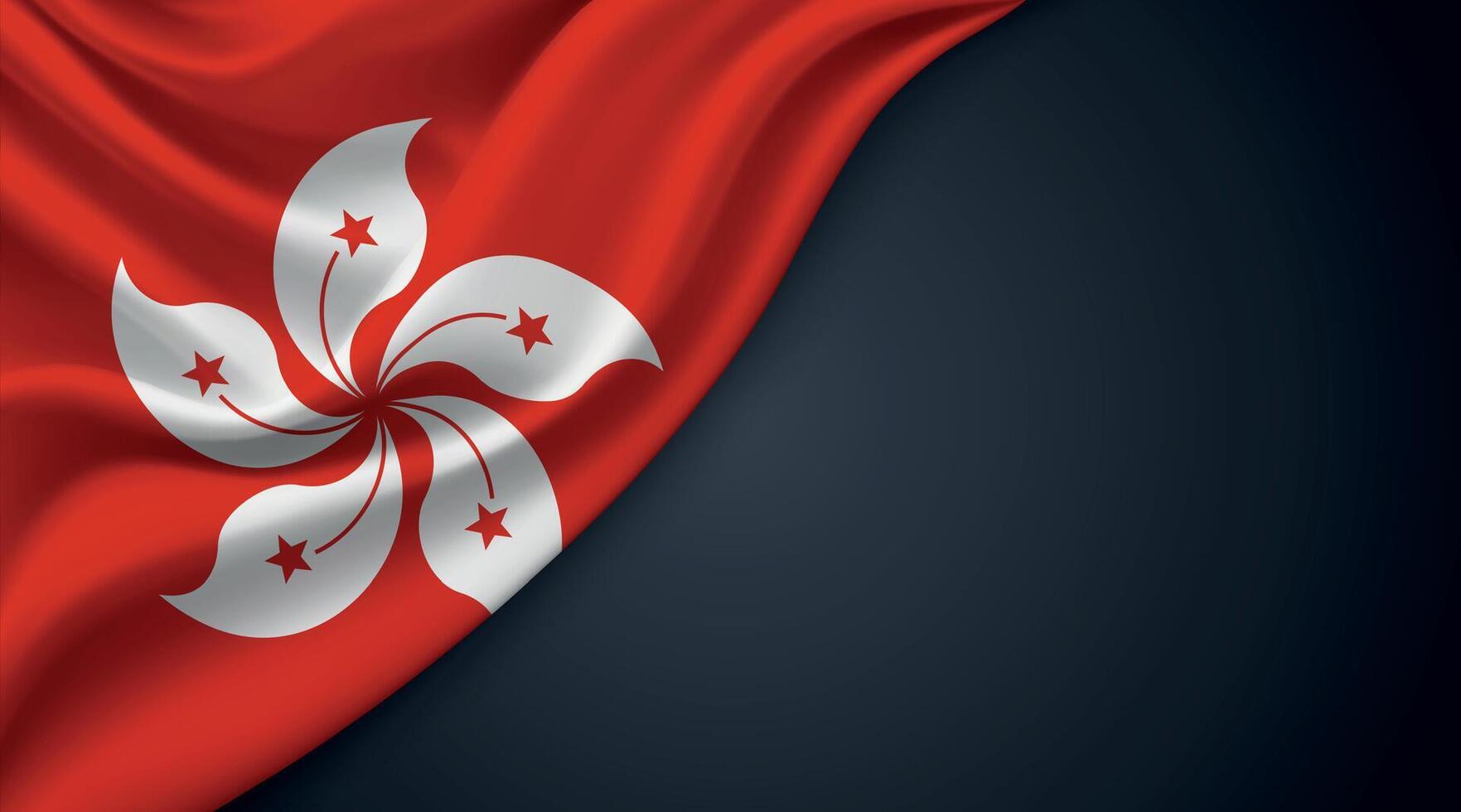 Hong Kong national flag with smooth fabric texture background vector