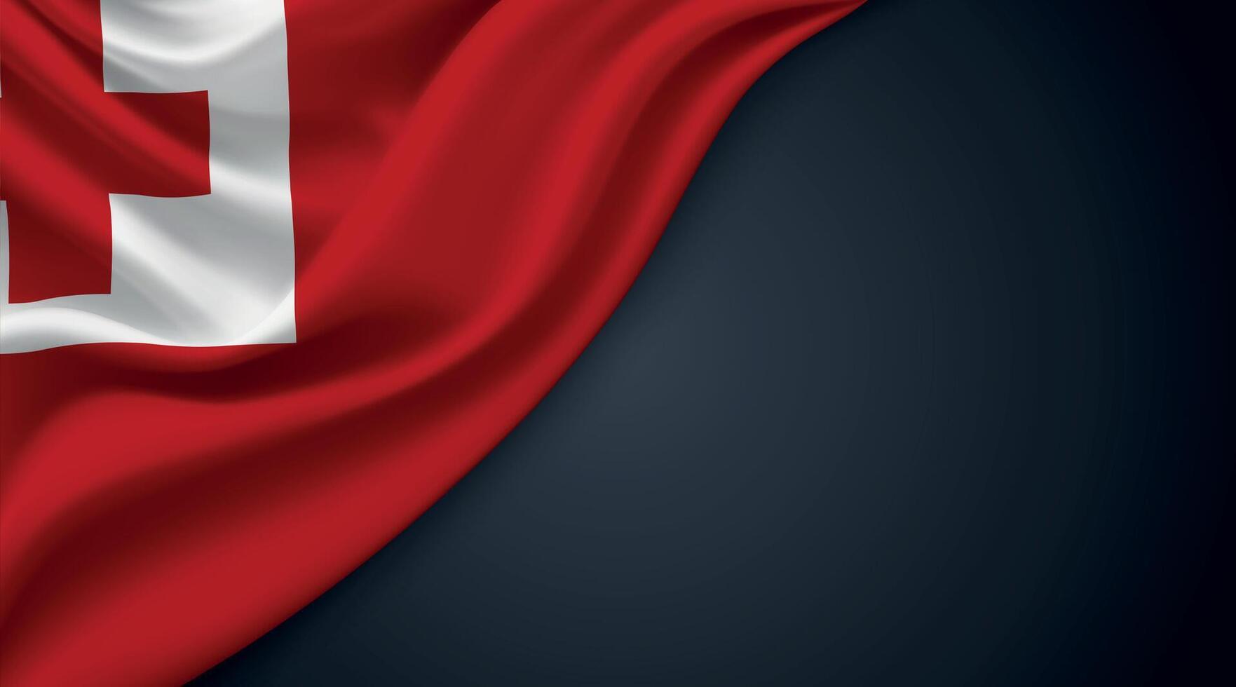 Tonga national flag with smooth fabric texture background vector